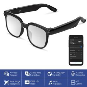1Pc AI Smart Glasses With Camera And Audio 8MP HD1080P Real Time Translation 139 Languages Voice Assistant AI Photo Recognition Music Playback & Hands