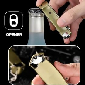 Cool Metal Design Jet Torch Lighter Refillable Butane Novelty Lighter For Gift Fireplace Candle Camping BBQ (Option: FoldingKnifeFireMachineBullets)