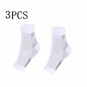 Men Women Anti Fatigue Compression Foot Sleeve Foot Ankle Compression Socks (Option: S M-White 3PCS)