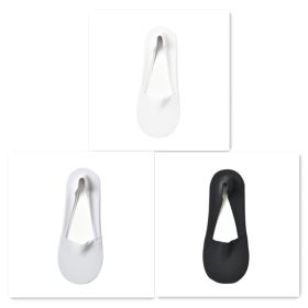 Women's Fashion Silicone Non-slip Shallow Boat Socks (Option: Black Silver White-One size)