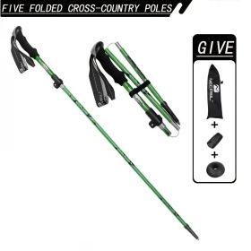 Five Section Folding Trekking Cane For Hiking And Walking - Lightweight 7075 Aluminum, Strong And Durable Outer Lock And High-density EVA Grip, Men'S (Option: 1PCGreen)