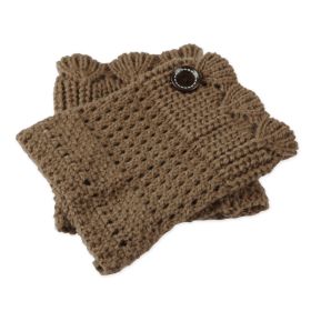 1Pair Women Winter Crochet Knit Leg Warmers (Option: Khaki)