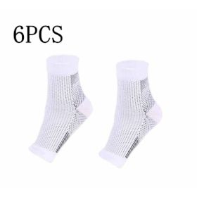 Men Women Anti Fatigue Compression Foot Sleeve Foot Ankle Compression Socks (Option: S M-White 6PCS)