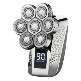 1Pc Head Shavers For Bald Men 5 In 1 7D Electric Rotary Razor Rechargeable Cordless Head Beard Trimmer Shaver Kit IPX6 Waterproof Dry Wet Groomin (Option: Silver)