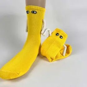 Mid Tube Black And White Couple Matching Holding Socks (Option: Yellow-1pairs)