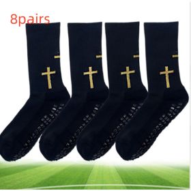 Solid Color Classic High Tube Football Socks (Option: Black-Adult-8pairs)
