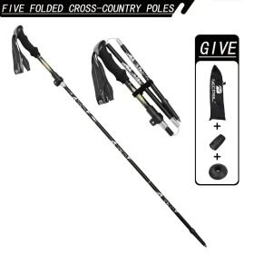 Five Section Folding Trekking Cane For Hiking And Walking - Lightweight 7075 Aluminum, Strong And Durable Outer Lock And High-density EVA Grip, Men'S (Option: 1PCBlack)