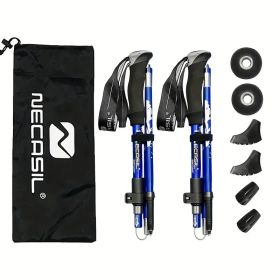 Five Section Folding Trekking Cane For Hiking And Walking - Lightweight 7075 Aluminum, Strong And Durable Outer Lock And High-density EVA Grip, Men'S (Option: Blue)