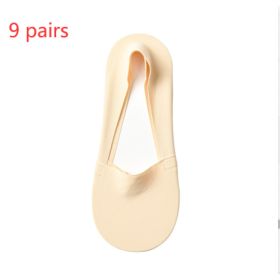 Women's Fashion Silicone Non-slip Shallow Boat Socks (Option: Skin 9pairs-One size)