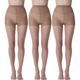 3 Pairs Womens 20D Ultra Sheer Tights With Control Top Run Resistant Pantyhose (Option: NUDE-S)