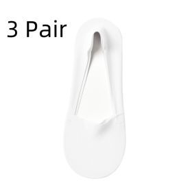 Women's Fashion Silicone Non-slip Shallow Boat Socks (Option: White 3pairs-One size)
