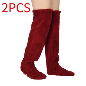 Vacuum Packaging Goose Down Leg Socks (Option: Wine Red 2PCS-Average Size)