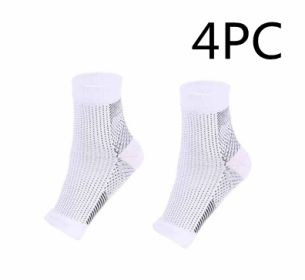 Men Women Anti Fatigue Compression Foot Sleeve Foot Ankle Compression Socks (Option: L XL-White 4PC)
