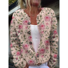 3D Digital Printing Cardigan Knitted Coat (Option: HWJ165956-5XL)