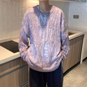 Early Spring Design Hollow Loose Thin Sweater (Option: Purple-XXL)