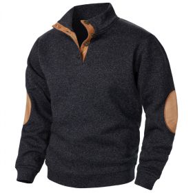 Men's Stand Collar Knitted Joint Stitching Casual Jacquard Cardigan Sweater (Option: Black-XXXL)