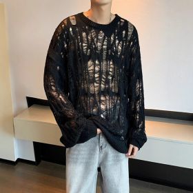 Early Spring Design Hollow Loose Thin Sweater (Option: Black-XL)