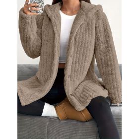 Hooded Loose Plush Coat Women's Regular Sleeve (Option: Camel-L)