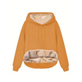 Warm Berber Fleece Pocket Hooded Sweatshirt Coat (Option: Yellow-L)